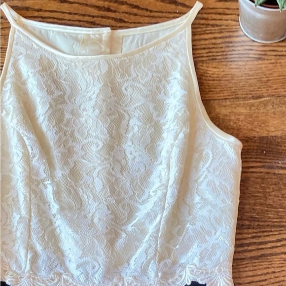 Jessica McClintock Black & Cream Lace Dress.  Size: 7/8 - Picture 2 of 10